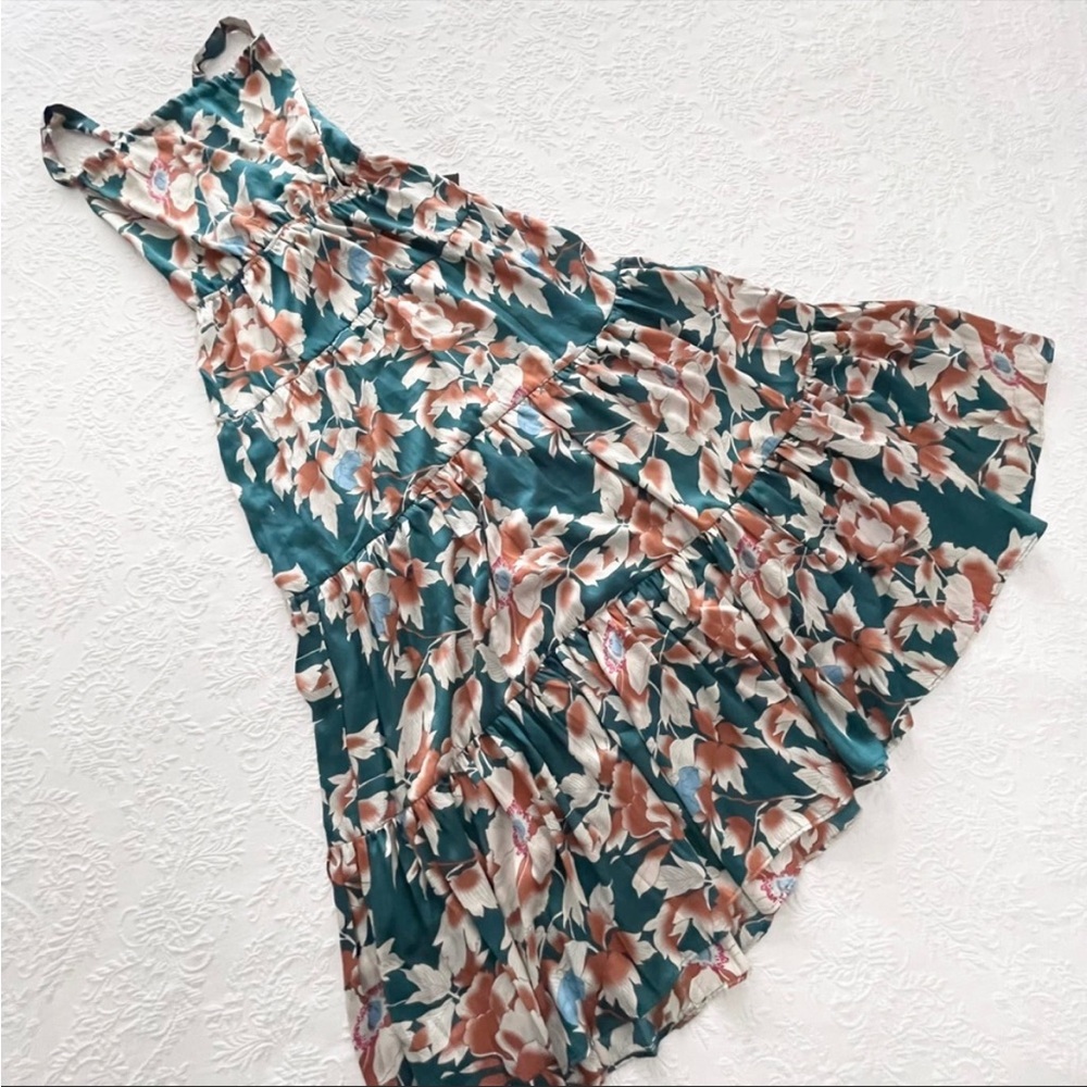 Lulu's Floral Maxi Dress - Green and Orange - Picture 6 of 12